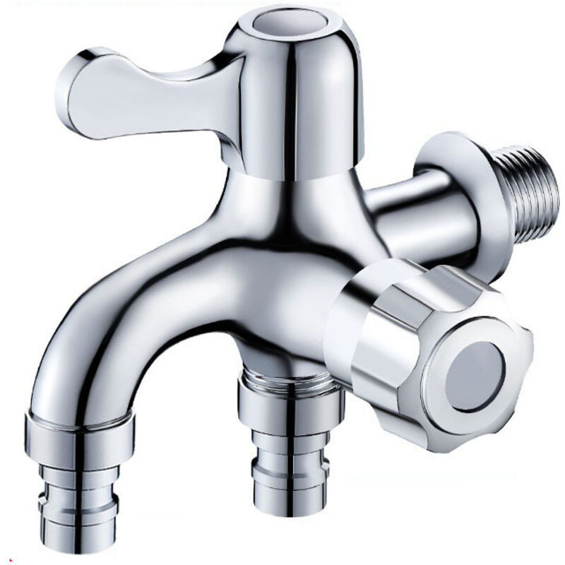 Kupfer-waschtischarmatur Mit Zwei Ausgängen, Doppelter Gartenschlauchanschluss, Umlenkschlauch Für Waschmaschinen, Adapter Für Waschtischarmaturen Mit Zwei Ausgängen (silber)