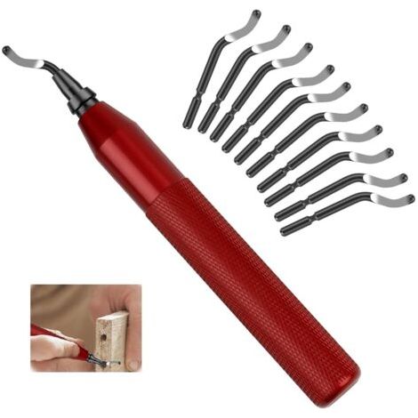 Rotes Entgratungswerkzeug, Gratentferner Mit 10 Klingen, 360° Drehbares Entgratungswerkzeug, Entgratungswerkzeug Für 3d-druck, Epoxidharz, Aluminium, Kupfer, Stahl, Metall Und Kunststoff