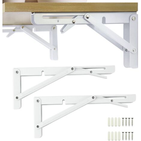 2 Stück Faltbare Stützhalterung, Selbstsichernde Scharniere, Klappbares Möbelklappen-beinscharnier, Faltbare Stützbeinbeschläge Und Strebe, Für Tisch, Bett Und Möbel, Weiß