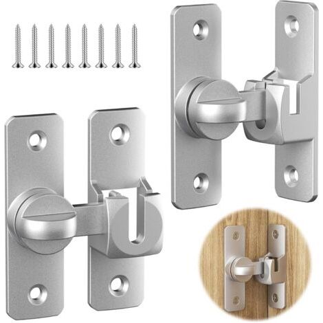 Set Mit 2 Stück Schiebetürriegelschloss, Schiebetürschließer, Türhakenriegel, Schwenktür, Schnallenschloss, Diebstahlschutz-überfalle (90°/180°) (silber)