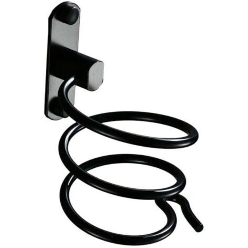 1 Schwarzer Haartrocknerhalter Zur Wandmontage Mit Bohren – Für Hotel, Badezimmer, Toilette, Friseurladen. Aluminium, Matte Oberfläche