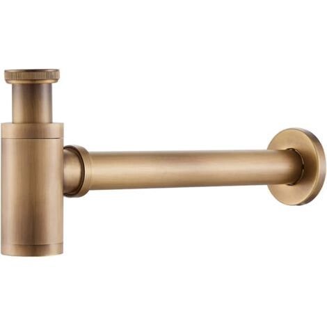 Runder Waschbeckensiphon Aus Messing 1 1/4 – Standard 1 1/4 Gewinde – Feuchtigkeitsbeständig – Abnehmbarer Abfluss Für Einfache Reinigung