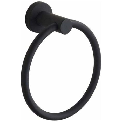 Wandmontierter Handtuchring, 304 Edelstahl-gummi-badezimmer-handtuchring, Schwarz-fei Yu
