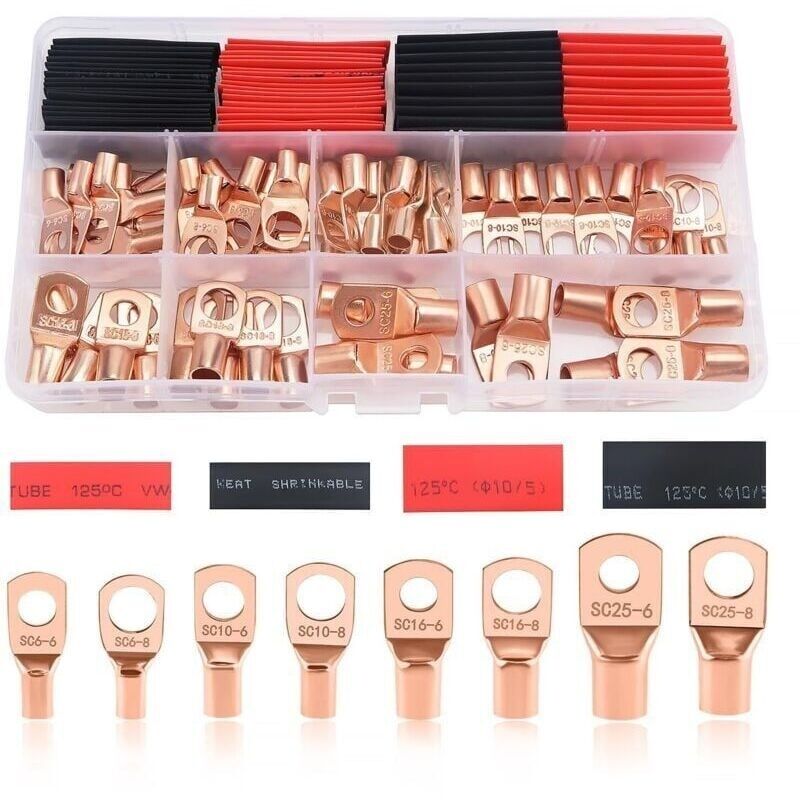 120-teiliges M6/m8-verbindungsstück-set, Rohrkabel-verbindungsstücke, Batterie-verbindungskabel-verbindungsstücke, Für Elektrische Kabel, Mit Gaines Thermoretractables, Doré