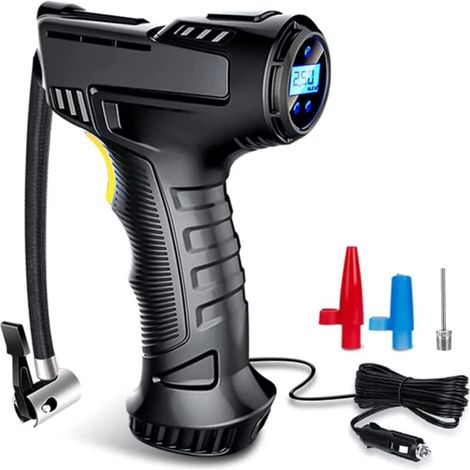 Tragbarer 12-v-luftkompressor – Maximaler Druck Von 120 Psi – Verbrauch 27 L/min – Integrierte Led-leuchte – 3 Adapter Für Luft, Ballons Und Fahrräder