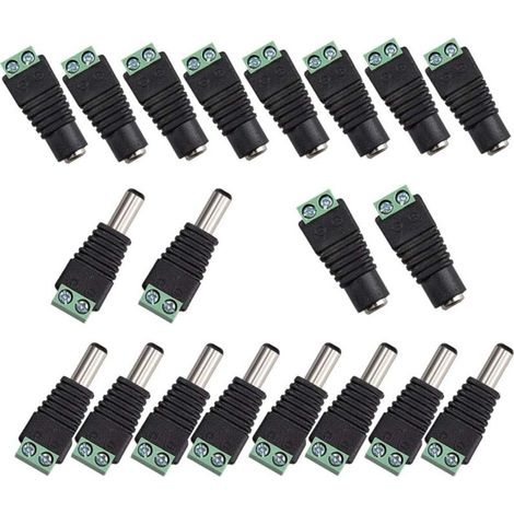 20 Stück Dc-stromversorgungsstecker/buchse, 2,1 X 5,5 Mm, 12 V Jack-adapter, Für Dvr-kamera-sicherheitssystem Mit Led-beleuchtung