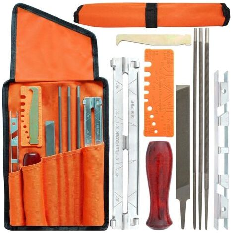 10-teiliges Kettensägen-schärffeilen-set – Feilen-set Zum Schärfen Von Kettensägenketten – Enthält Rundfeile – Schärfanleitung – Tiefenmesser – Flachfeile – Kammertasche