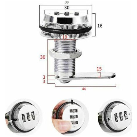 2 Stück 3-stelliges Code-kombinations-nockenschloss, Schrankschloss, 1930 Mm Codeschloss Für Schließfächer, Kleiderschrank, Türen, Aktenschränke, Briefkästen, Schubladen, Schränke (silber)