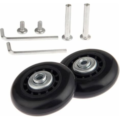 Set Mit 2 Ersatzrollen Mit Lagerachsen 60 X 18 Mm – Ersatzräder Für Koffer, Kofferreparatur, Kofferrolle, Gepäckrad, Achsen Und Rollen