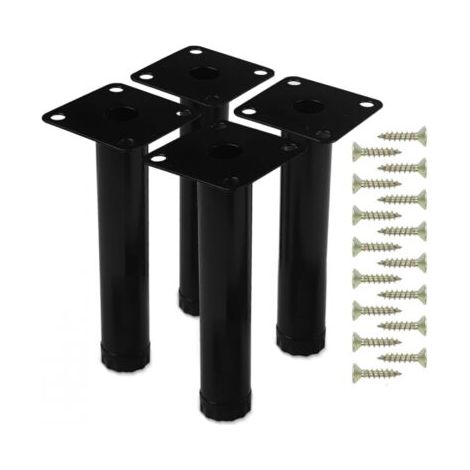 Set Mit 4 Verstellbaren Möbelbeinen Aus Schwarzem Metall, 14,5 Cm, Mit 16 Schrauben, Geeignet Für Couchtische, Sofas, Beistelltische, Küchenschränke