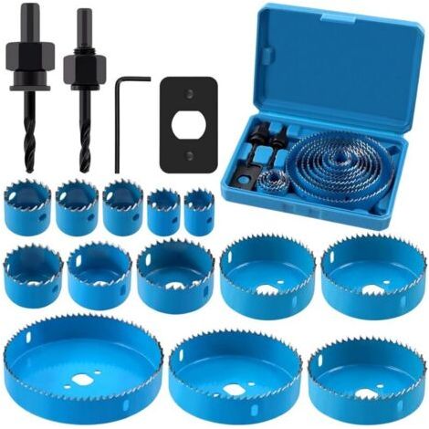 Kit Mit 17 Bimetall-lochsägen 19–127 Mm – Kohlenstoffstahl Für Holz Und Gipskarton – Präzises Und Langlebiges Schneiden – Aufbewahrungsbox Im Lieferumfang Enthalten