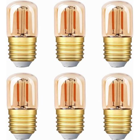 Mini-led-röhren-ampulle, 1 W, T28, Edison-ampulle Mit Filament-led, E27-sockel, 2200 K, Weiße, Superhelle Dekorations-ampulle, 80 Lm, Nicht Dimmbar (glasfarbe), 220 V, 6er-pack [energieklasse G]