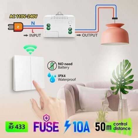 Kabelloser Schalter Mit Eigener Stromversorgung – Ohne Batterie – Kabellose Fernbedienung Für Lichter Und Elektrogeräte – Wasserdicht Und Sicher – Kann Direkt Im Badezimmer Installiert Werden