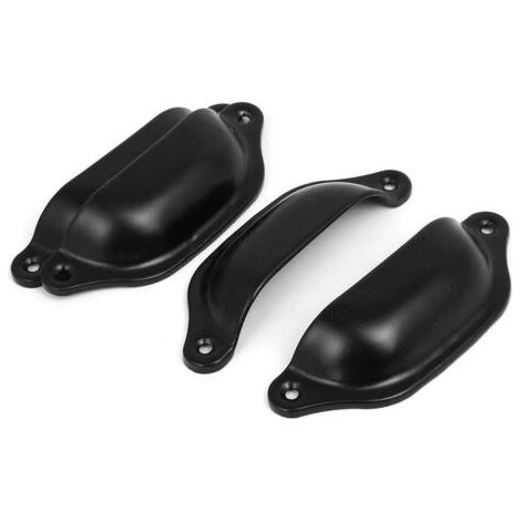 Eisenschalengriffe Mit Halbrundgriff Mit Schrauben 14 X 3 Cm, Schwarz, 4er-set