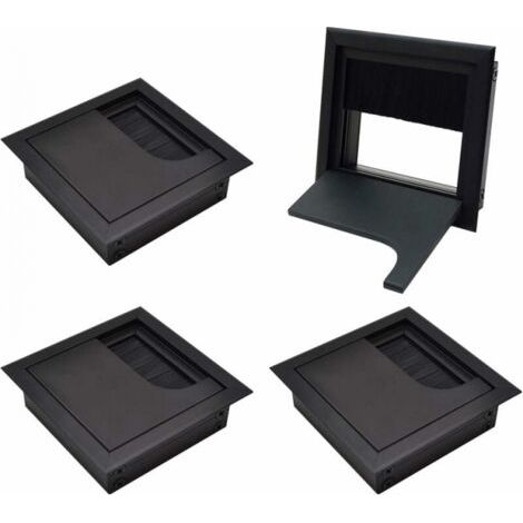 4 Stück Quadratische Draht-kabelverschraubungsabdeckung 80 X 80 Mm Für Einbau Auf Dem Schreibtisch, Tisch, Kabel-organizer Für Möbel, Schwarz Eloxiertes Aluminium, Kabeldurchlass, Kabelversteck