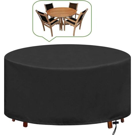 Haus Für Runden Gartentisch Ø128 X 71 Cm – Wasserdichtes Oxford-gewebe 120 G/m² – Elastisches Band Und Haken Mit Klick Zur Sicheren Wartung