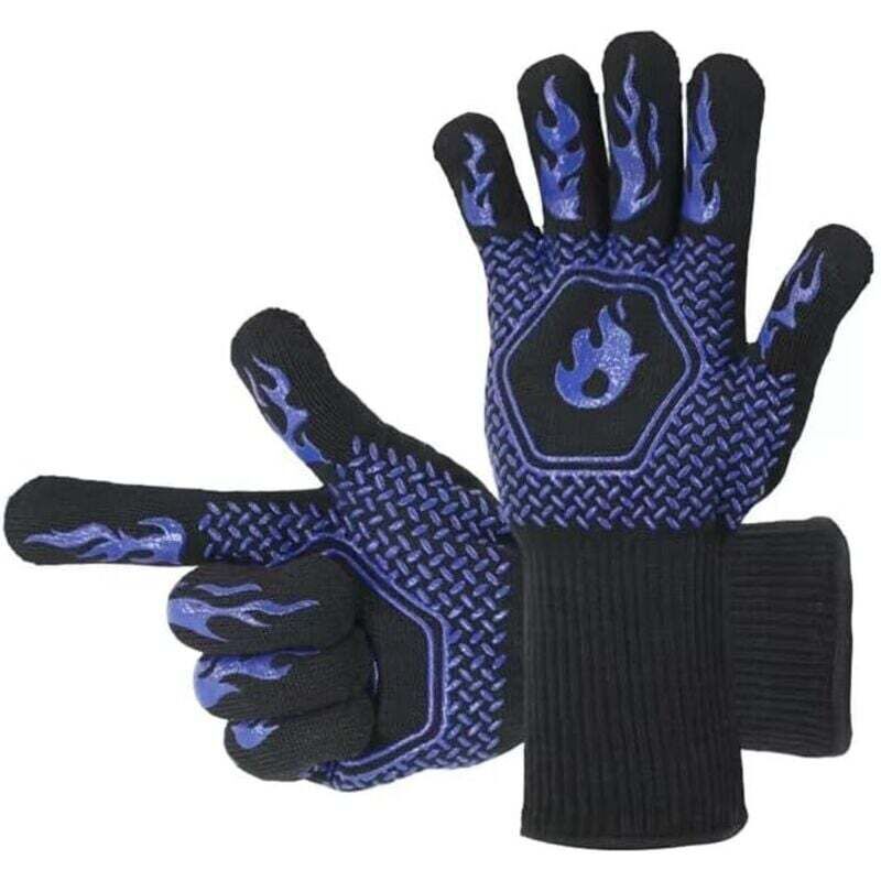 Grillhandschuhe Bis 1472 °f, Hohe Rauchbeständigkeit, Grillhandschuhe, Extrem Hitzebeständige Handschuhe Zum Kochen (blau)