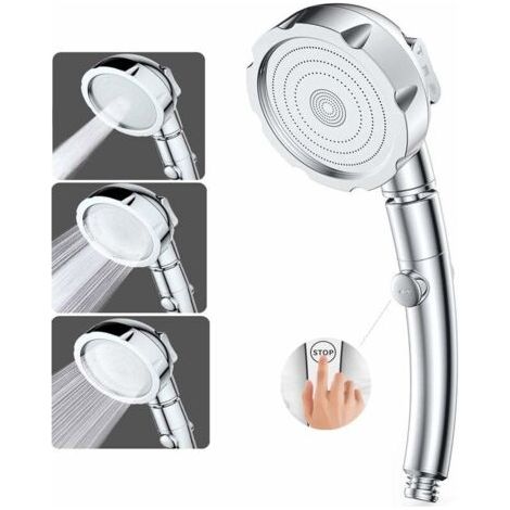 Duschkopf, Handbrause, Hochdruck-duschkopf, 3 Duschmodi, Badezimmer, Abs-edelstahl, Mit Stopp-taste, Universeller Typ, Hochdruck, Wassersparend