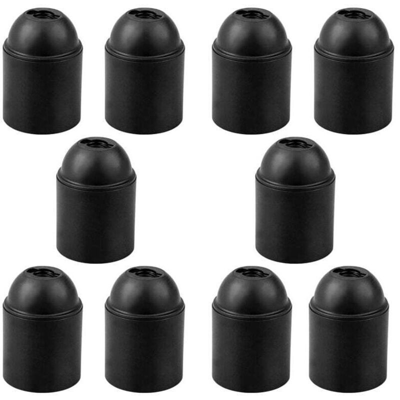 10 Stück Schwarze E27-fassungen, Glatte E27-fassungshalterbasis Für Freiliegende Glühbirne Und Dickes E27-gewinde