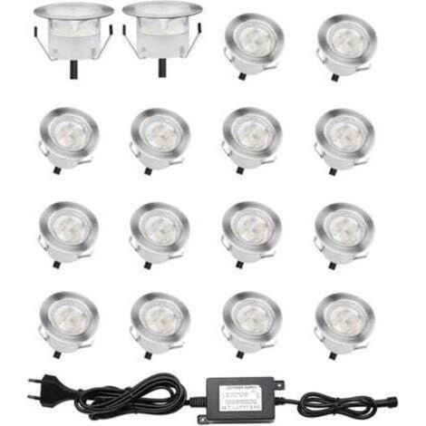 Lot Von 16 Led-einbaustrahlern Mit Schutzart Ip67 – 0,6 W Dc12 V – Weißes Licht 4000 K – Einfache Installation Für Terrasse Und Treppen