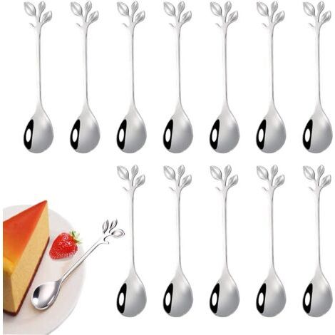 12 Stück Edelstahl-blatt-kaffeelöffel, Mini-kaffeelöffel, Zweig-design, Dessertlöffel, Verwendet Für Wasser, Tee, Milch, Kaffee, Dessert, Getränkeutensilien, Gemischte Milchshakes (ar