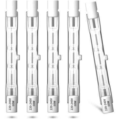 Lablanc – 5 Stück Eco-halogenbirne R7s 78 Mm 80 W 230 V Halogenlampe Warmweiß 2800 K Dimmbare Doppelseitige Lineare Strahlerbirne J-typ Für Arbeitssicherheit Landschaftsstraßenlaterne