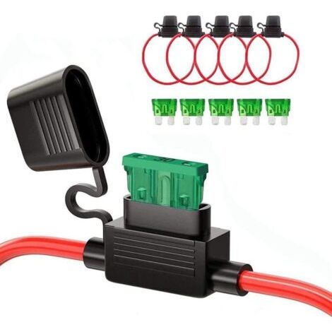 5 Stück Auto-wasserdichter Plug-in-flachsicherungshalter Mit Draht, Max. 32 V/30 A, Für Mittlere Pkw-lkw Mit Vollständig Geformtem Gehäuse