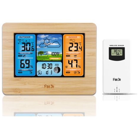 Drahtlose Digitale Wetterstation – Innen-/außenthermometer – Alarm Und Luftfeuchtigkeit – Display Mit Hintergrundbeleuchtung – Außensensor Im Lieferumfang Enthalten