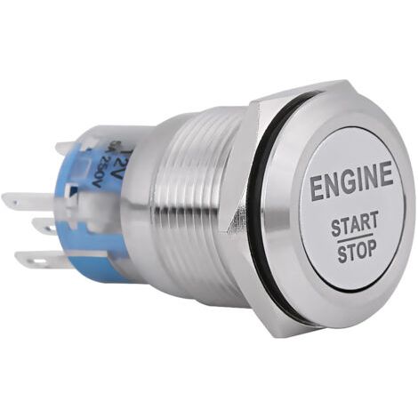 12-v-led-weißer Led-motor-start-stopp-butterknopf, Silberner Edelstahlschalter