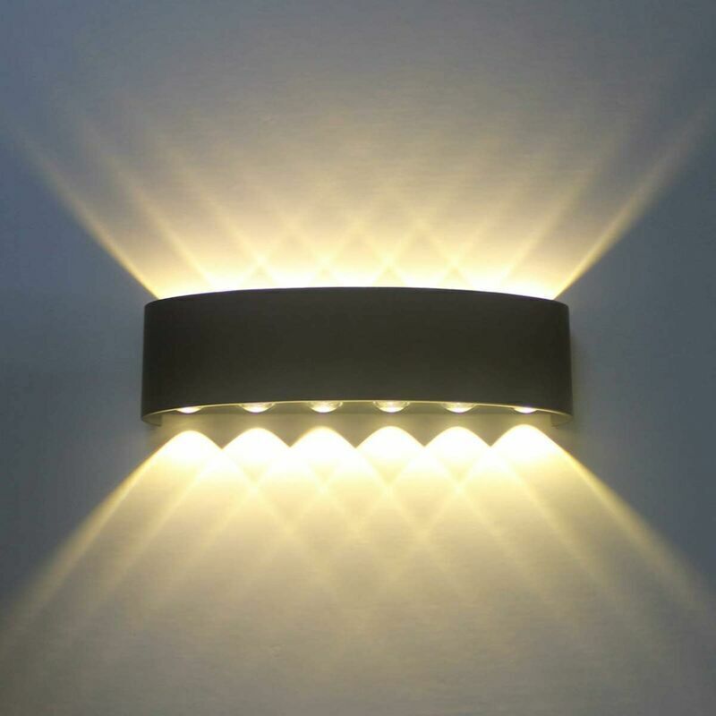 Wandleuchte Für Schwarze Innenräume, Led-wandleuchte, 12 W, Moderne Wandleuchte, Wandleuchte Aus Aluminium, Up-down-spot-leuchte, Nachtlampe Für Salon, Schlafzimmer, Flur, Treppe, Weg (weiß)
