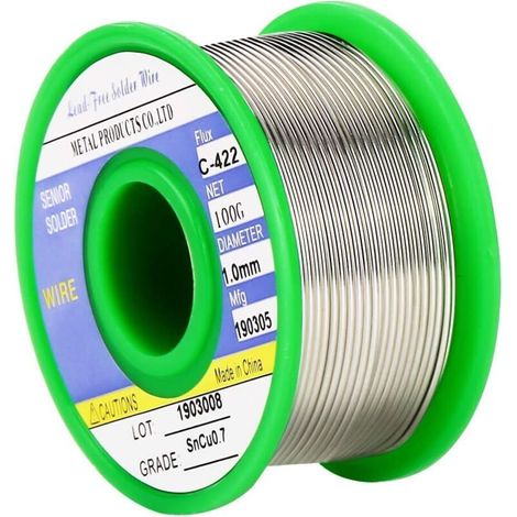 Soudure-fil, 1,0 Mm Soudure-filz Für Soudure, Sn 99,3 % Cu 0,7 % Soudure-fil Ohne Plomb Mit Noyau De Colophane, Für Elektrische Soudure (100 G)