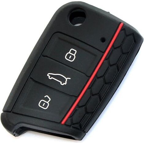 2er-pack Vw Skoda Seat 3-tasten-silikon-schlüsselhülle/schlüsselanhänger/fernbedienungshalter – Für Volkswagen Vw Golf 7 Gti Golf Vii Mk7 Skoda Octavia A7 Seat Leon 5f Sc St (schwarz)-rap
