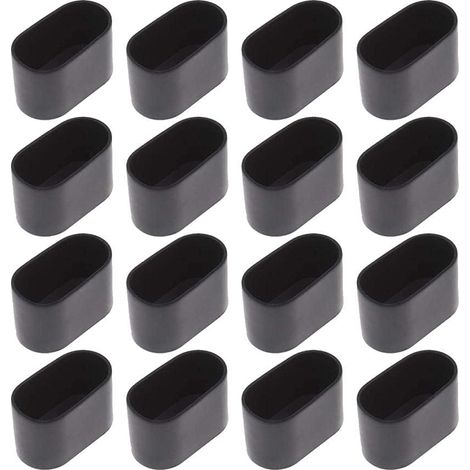 16 Stück Stuhlbeinkappe, Stuhlbeinschutz, Bodenschutz, Fußkappen Für Klappstuhl, Ovales Rohr, Kunststoff (schwarz, 16 Stück/20 X 40 Mm)