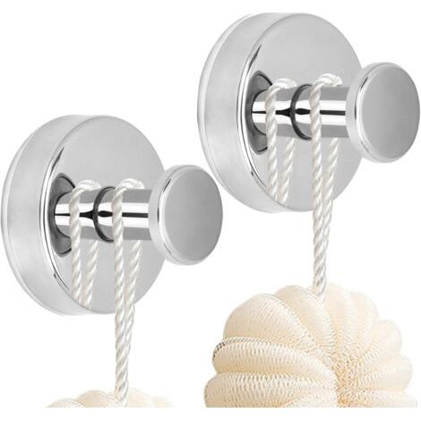 2er-pack Saugnapfhaken Aus Edelstahl, Ohne Bohren, Selbstklebend, Für Badezimmer, Küche, Büro (glänzendes Silber)