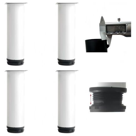 4 Stück Möbelbeine, Verstellbare Edelstahl-möbelfüße, Badezimmer-büromöbelbeine, Küchenmöbelbeine, Verstellbare Höhe 0–15 Mm, 16 Edelstahlschrauben (weiß, 30 Cm)