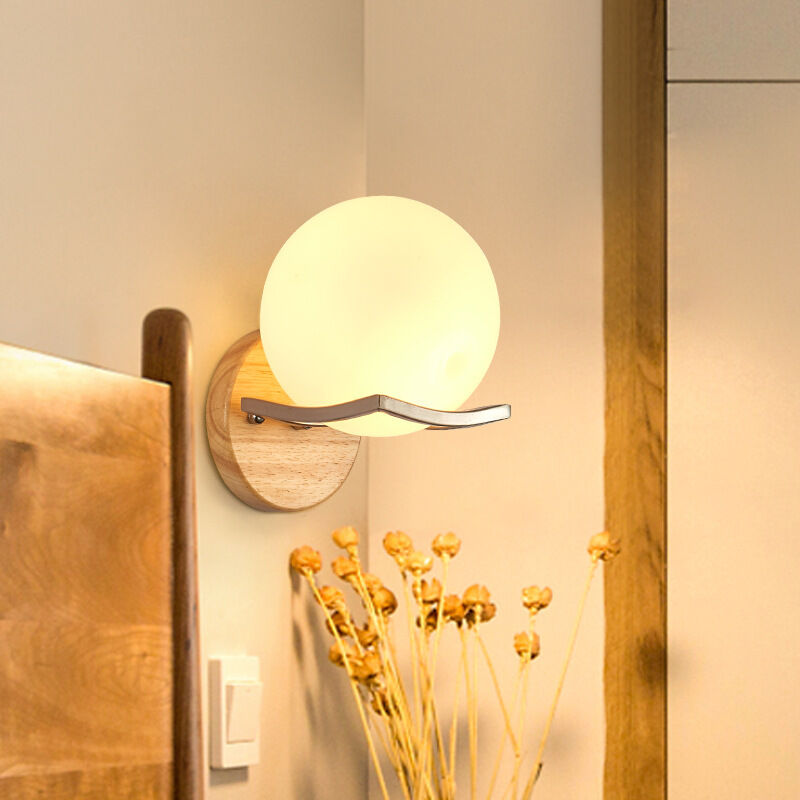 Led-kugelwandleuchte 15 Cm – Glas – E27 – 12 W Dreifarbige Lichter Für Wohnzimmer, Schlafzimmer, Treppen Und Flure