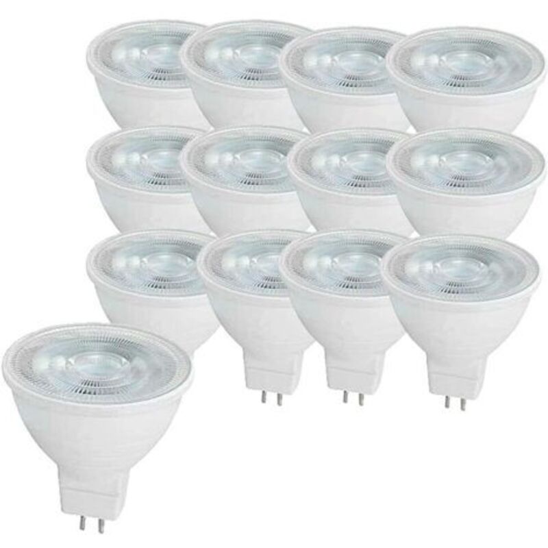 Packung Mit 12 Led-ampullen Mr16, 5 W, Gu5,3, Entspricht Einer Halogenleuchte Mr16, Weiß, 6000 K, 500 Lumen, Intensität Nicht Variabel, Ac/dc 12 V [energieklasse A]