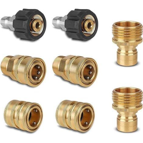 Lot Von 8 Adaptern Für Hochdruck-reinigungsgeräte, Schnellkupplungen Für Schnellkupplungen, M22-14-drehkupplungen Für Schnellkupplungen 3/8", Männlich 3/4"" Und Schnellkupplungen 1/2