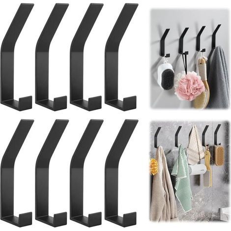 8er-set Wandhaken, Schwarz, Moderne Garderobenhaken, Garderobenleiste Mit Unsichtbaren Schrauben, Auch Ohne Bohren, Handtuchhaken Für Küche, Türen, Handtaschen, Foyers, Schals, C