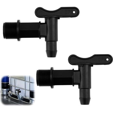 2 Stück Robinet Cuve Plastique, Robinets Für Pluie-ziterne Mit Abfluss Aus Ruban Ptfe – 3/4" – Robinet De Tonneau Für Meere, Robinets