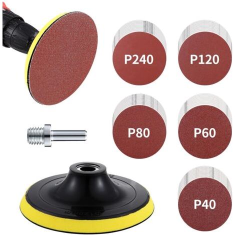 Schleifpapierscheiben-set, 125 Mm M14-schleifpad, 50 Stück 10 X 40/60/80/120/240 Schleifpapier, Geeignet Für Schleifpapier