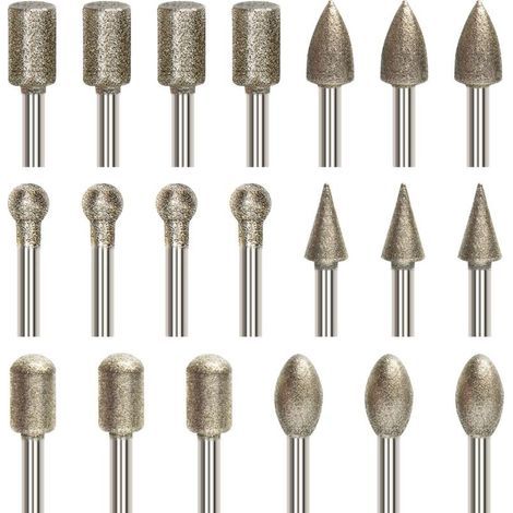 20-teiliges Diamant-frässtift-set, Gravur-bit-set Mit 3 Mm (1/8 Zoll) Schaft, Diamantbeschichteter Bohrer Zum Schleifen, Polieren, Diy-gravieren Und Bohren Von Rotationswerkzeugen