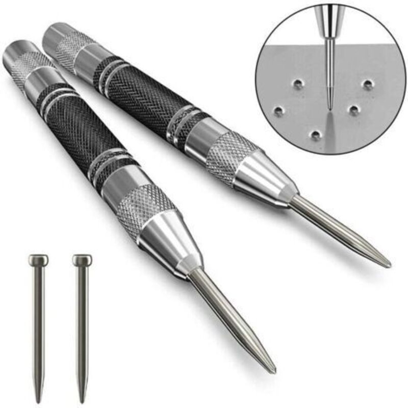 8-teiliges Set: Automatik-punkt, Automatik-zentralpunkt, Zentral-ressort-punkt, Automatik-punkt Mit Einstellbarer Frappe-kraft Für Holz, Marmor, Metall, Mit Wechselpunkt 2