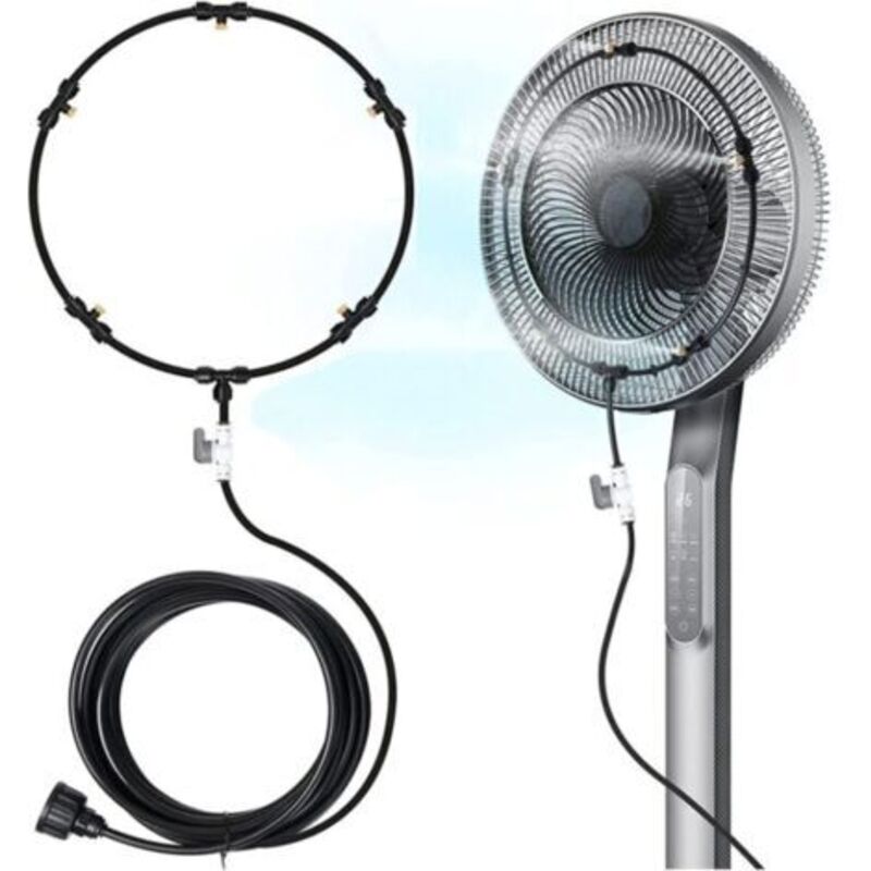 Kit Zur Brumisierung Von Ventilatoren Für Eine Brise De Terrasse Extérieure, Ventilatoren Zur Brumisierung Von Wasser, Linie Zur Brumisierung Von 8 M + 5 Brumisierungsbusse Aus Metall Und Kupfer + 1 A
