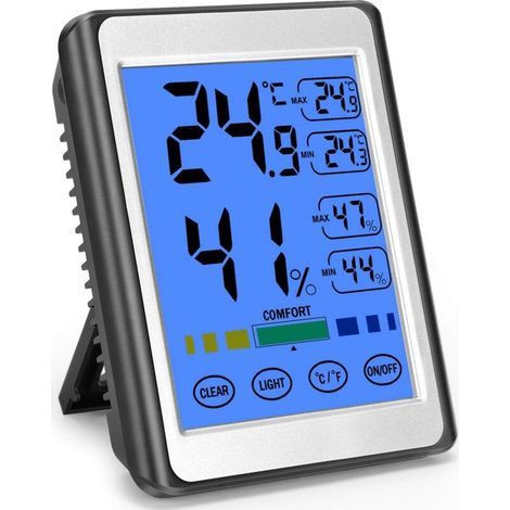 Numerisches Innentemperatur-hygrometer Für Temperatur- Und Luftfeuchtigkeitsanzeige Mit Rückführung, ℃/℉umschaltbar, Großer Bildschirm, Station Meteo-speicherung Von Max/min-