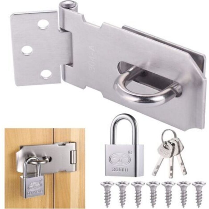 Pr Loquet De Cadenas Agrafe Mit Cadenas Et Vis, Loquet Porte En Acier Inoxydable Mit Clé, Cadenas Agrafe Lourds, Verrou Porte Etanche, Fermeture Porte Pour Chambre À Coucher Patio Jardin (weiß)