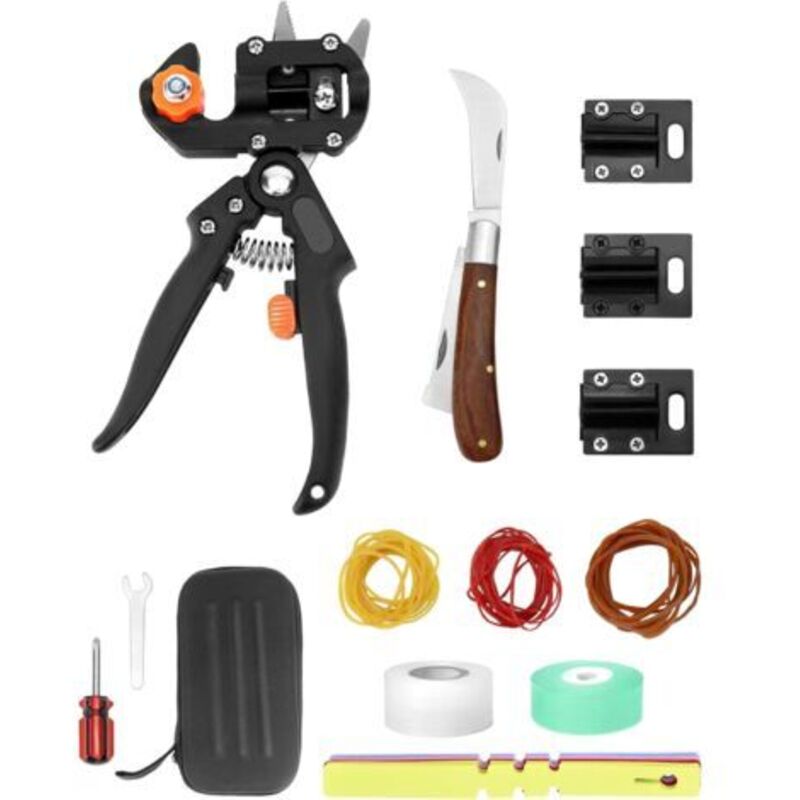Kit D'Outils Greffoir, Couteau De Greffage Und Ciseaux De Greffage Mit 3 Austauschbaren Lames Und Anderen Accessoires