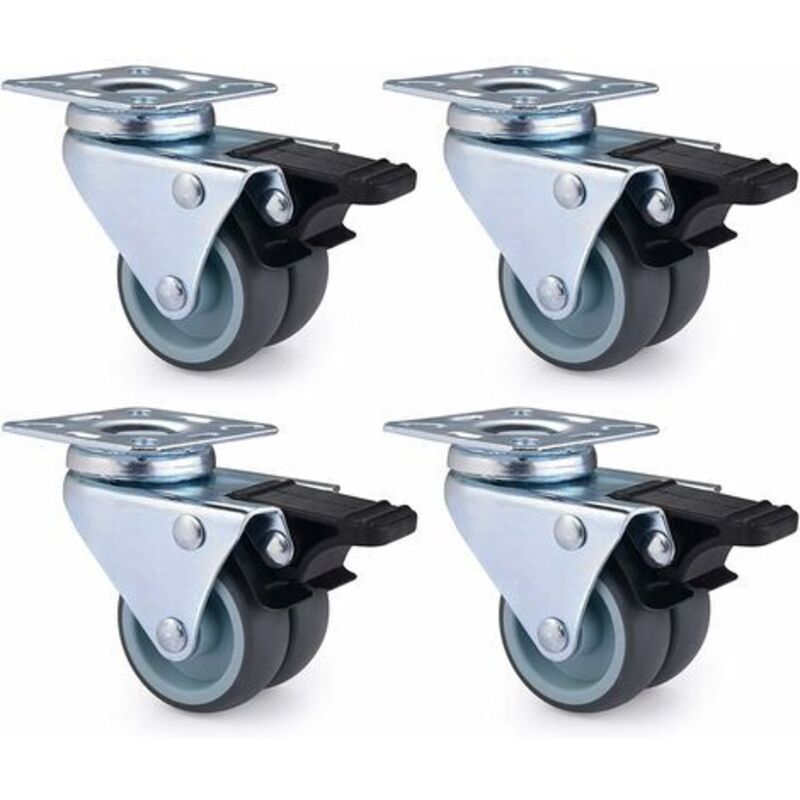 Lot Von 4 Roulettes Pivotantes Ultra-resistantes Mit Freilauf Für Möbel Mit Einer Kapazität Von 600 Kg
