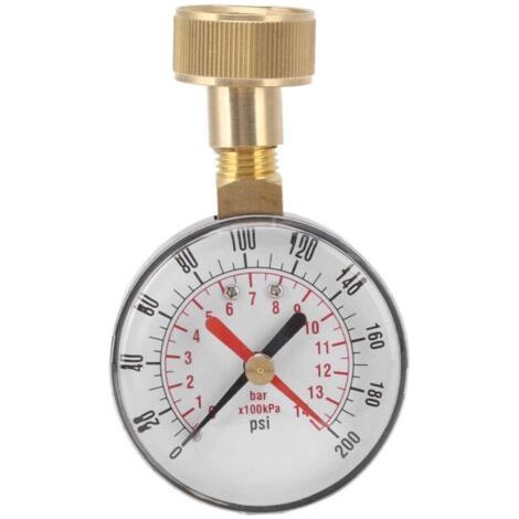 – Wasserdruckmanometer 0 Bis 200 Psi – Weiblicher Schlauch 3/4 – Einfache Installation – Kompatible Bewässerungs- Und Schwimmbadsysteme