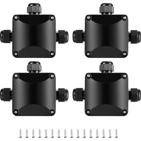 4-teiliger Verbindungskasten Ip68, Verbindungsstecker, 3 Verbindungsstecker, Elektrischer Außenstecker, Elektrischer Verbindungsstecker - Ø 5,5 Mm-10 Mm/schwarz